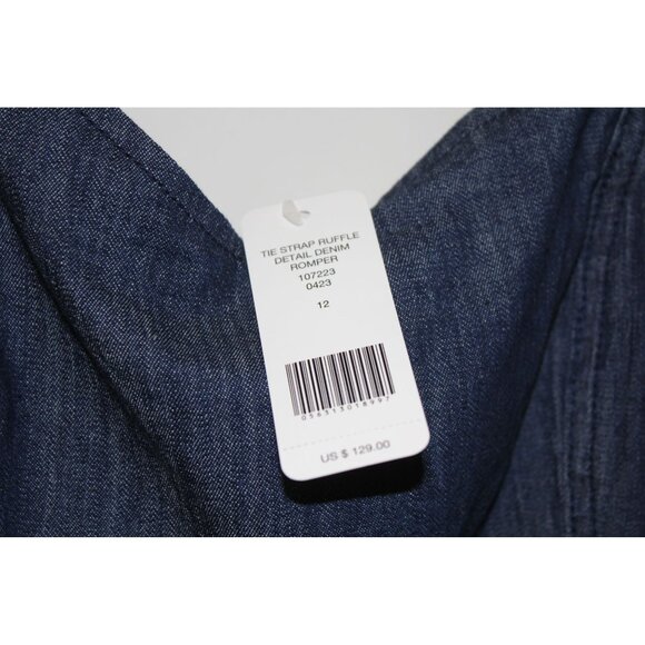 NEW bebe Tie Strap Ruffle Detail Denim Romper Womens Size 12 NLA - Picture 6 of 16